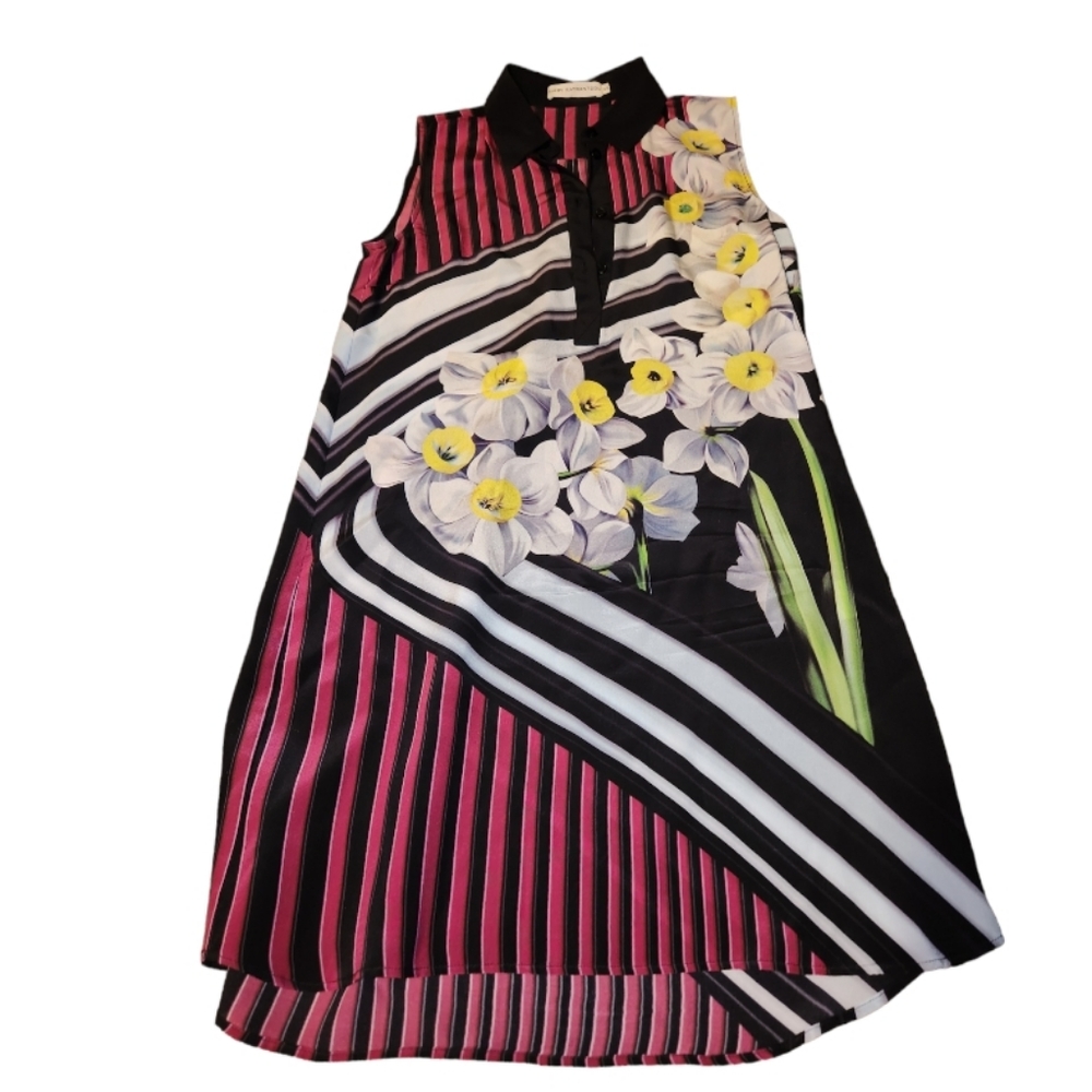 Mary Katrantzou Multicolor Floral 100%Silk Tunic Dress Sleeveless XS